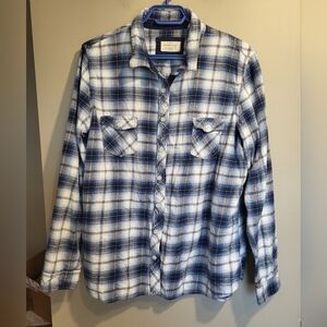 Weatherproof Blue and White Checkered Men's Flannel Shirt, Size XXL